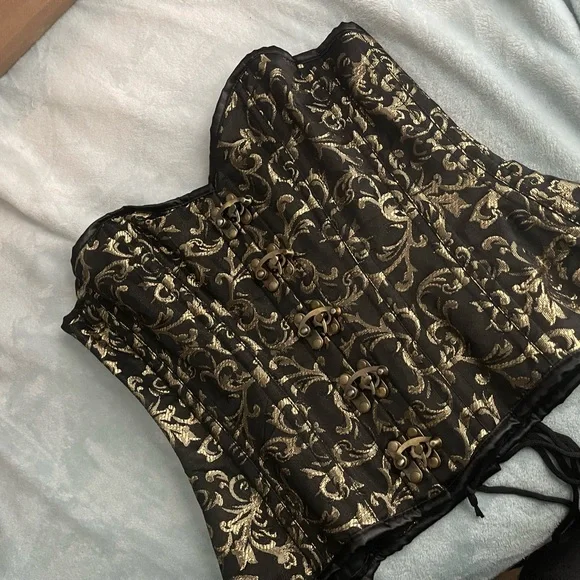 Daisy Corsets Black and Gold Brocade Overbust Corset